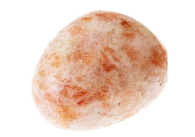 Sonnensein Runde, rötliche Steinkügelchen mit unregelmäßiger Oberfläche.