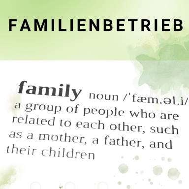 Definition des Begriffs "Familienbetrieb" mit Beispiel für familiäre Beziehungen.